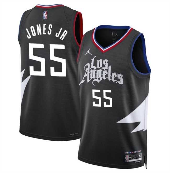 Men%27s Los Angeles Clippers #55 Derrick Jones Jr Black Statement Edition Stitched Jersey Dzhi